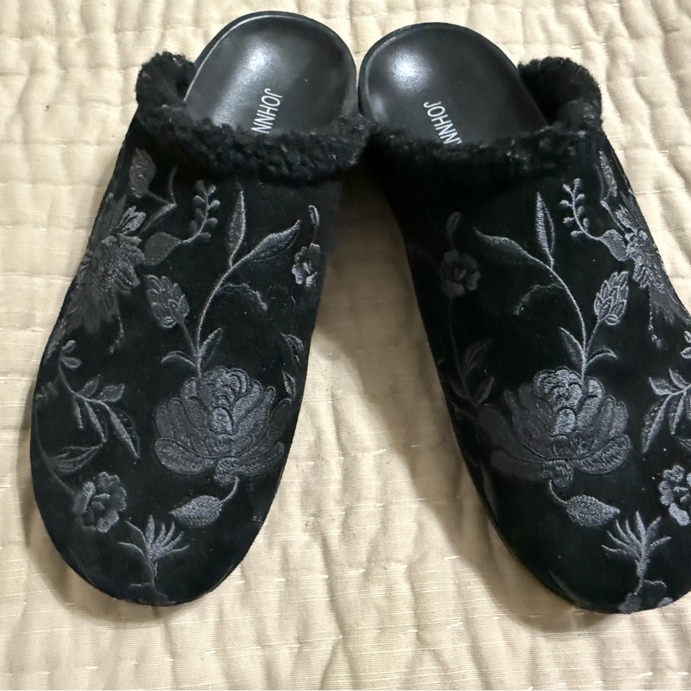 Johnny Was Black Embroidered Mules